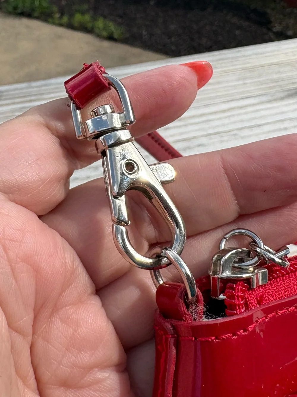 Beijo Shiny Red Patent Wristlet, Crossbody, Shoulder Purse Mini